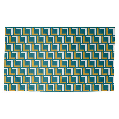 Tapis géométrique jaune / vert / blanc