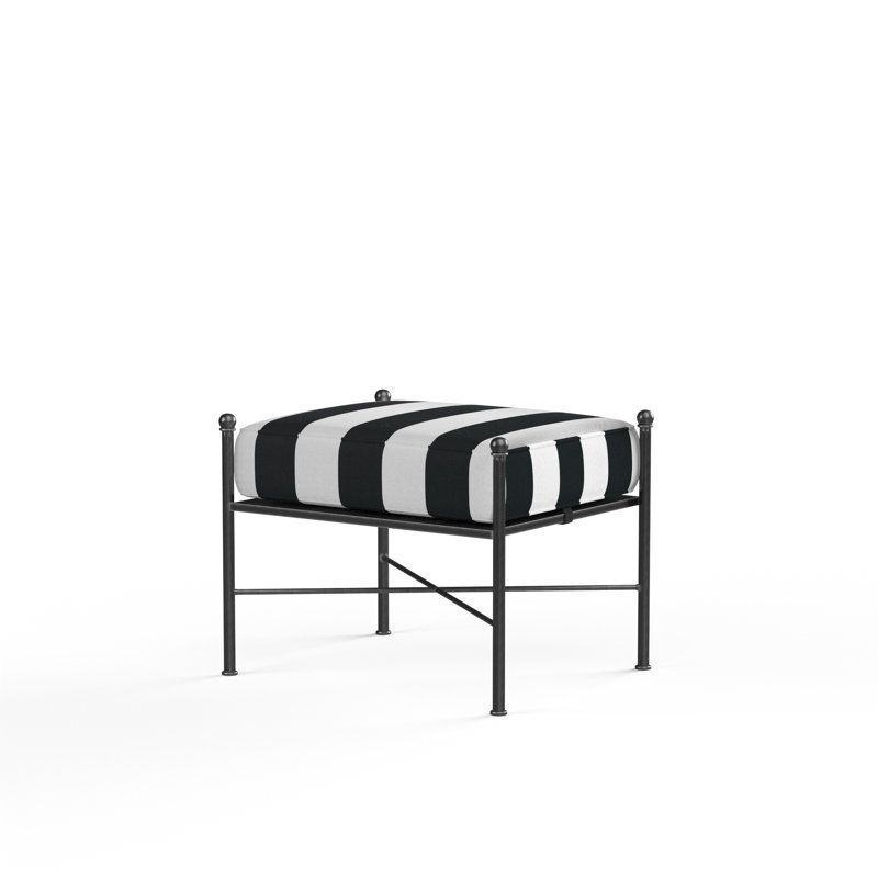 Repose-pieds d'extérieur avec coussin Lucier, Cabana classique rayé