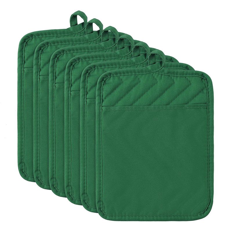 6Pcs Pot Holder with Pocket, Green