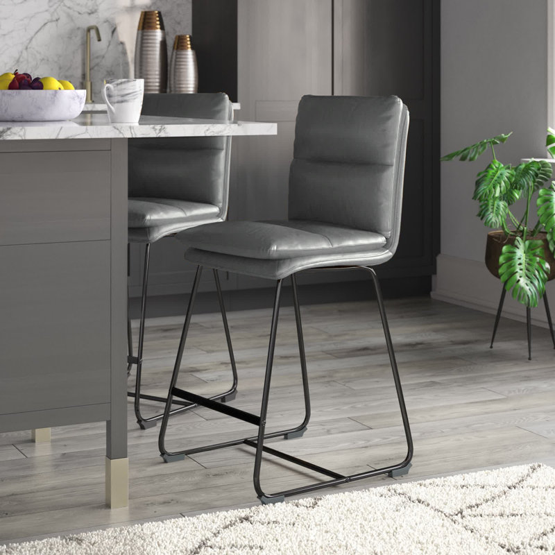 Tabouret de bar et de comptoir Volana, Tabouret de comptoir (siège d'une hauteur de 26,5, gris