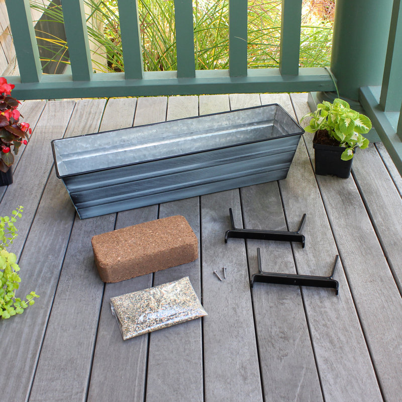 Metal Railing Planter, Nantucket Blue