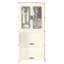 Portable Wardrobe Closet With Magnetic Doors And Hanging Rod For Clothes Storage