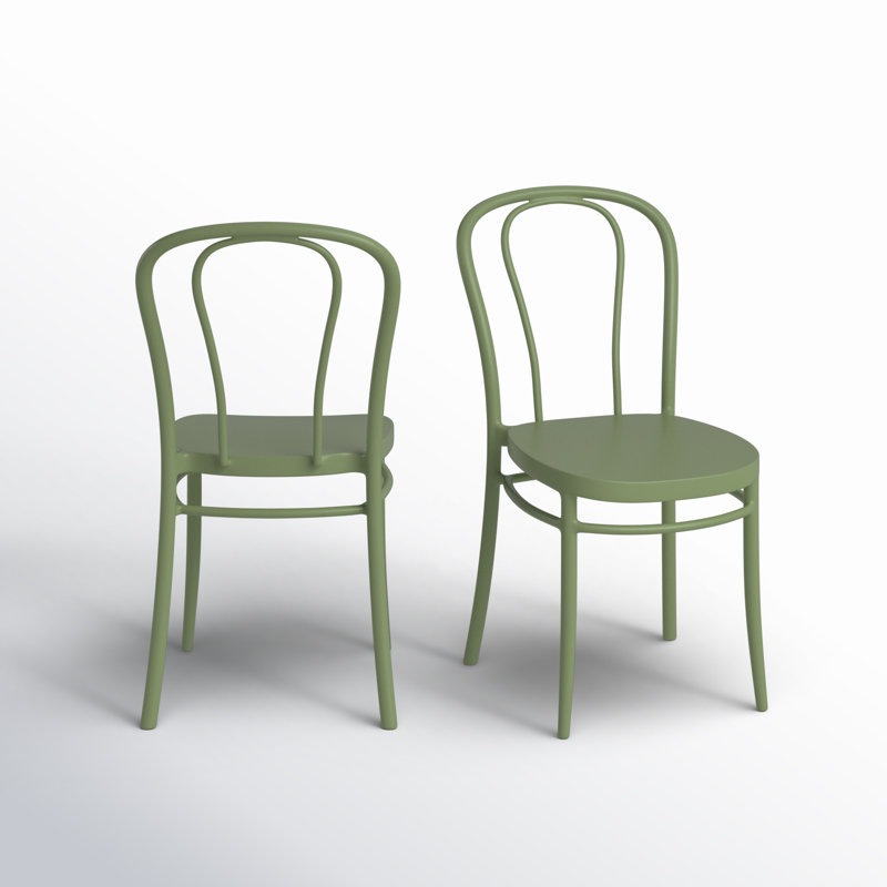 Farrah Stacking Patio Dining Side Chair, Olive Green