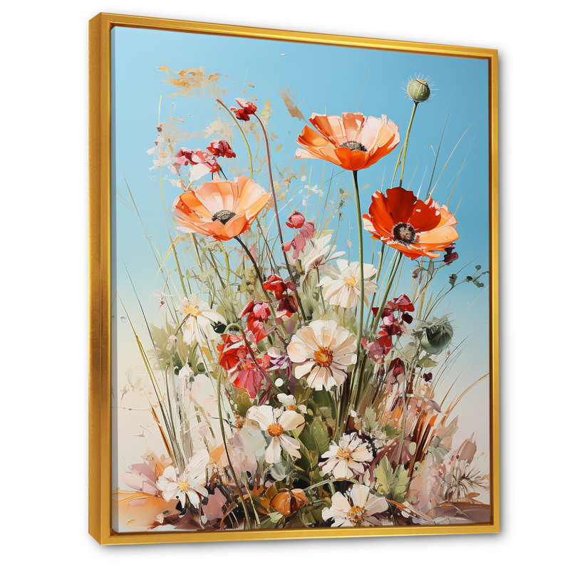 Œillets mauves, charme de campagne sur toile, H 40 po x l 30 po x P 1,5 po, Cadre flottant doré