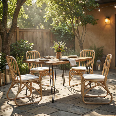 Ensemble de salle à manger d'extérieur 5 pièces, table de salle à manger avec quatre chaises pour patio, terrasse, cour arrière, porche
