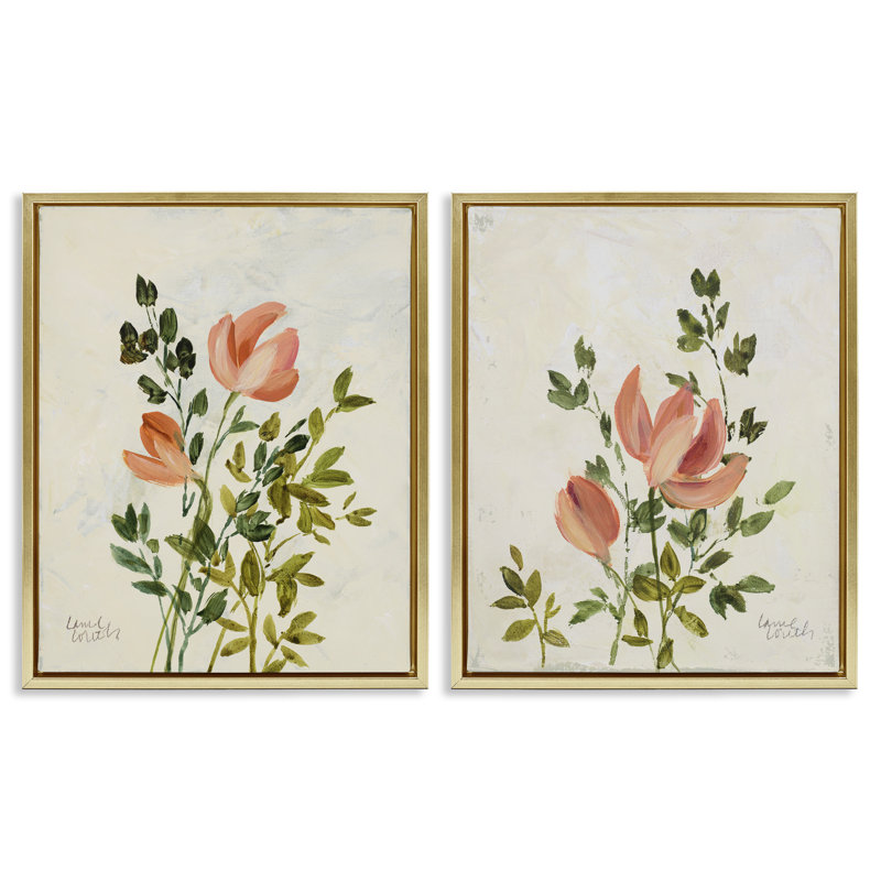 Ensemble de 2 toiles flottantes Vintage par Lanie Loreth, Cadre flottant métallique doré, H 21 po x l 17 po
