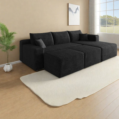 Canapé modulaire en velours côtelé 95 pouces