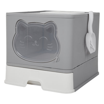 Benbrook Plastic Enclosed Litter Box with Scoop