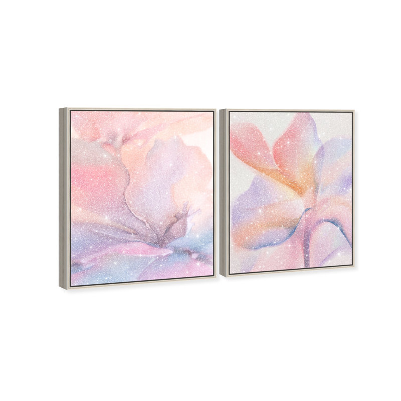 Watercolor Petals Set Set by Oliver Gal, 17"H x 21"W, Silver Floater Frame