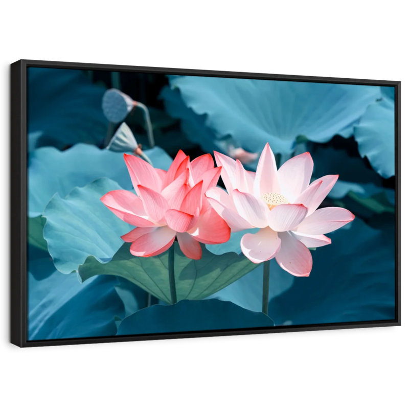 Paire de fleurs de lotus, H 29 po x l 43 po