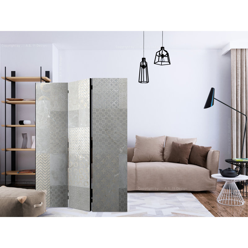 Gilus 135cm W x 172cm H 3 - Panel Solid Wood Folding Room Divider