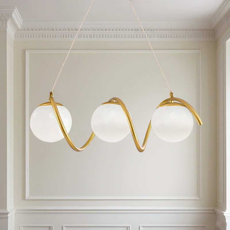 Luminaire suspendu en verre 3 lumières pour îlot de cuisine 3 lumières, Trois lumières