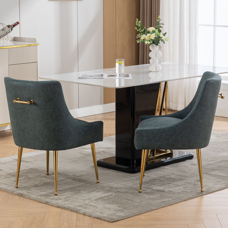 Chaise de salle à manger rembourrée Tymara, Bleu marine