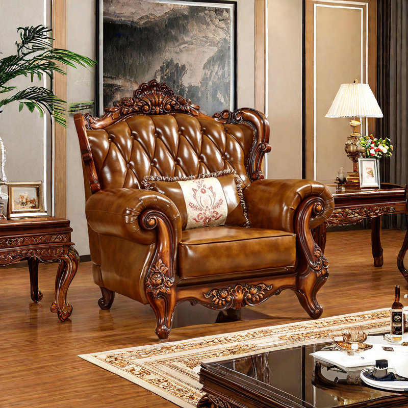 Fauteuil en cuir de vache 46,4 po