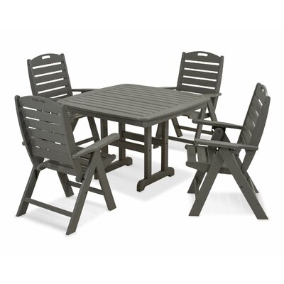 Nautical Highback Chair 5-Piece Dining Set -  POLYWOOD®, PWS124-1-GY