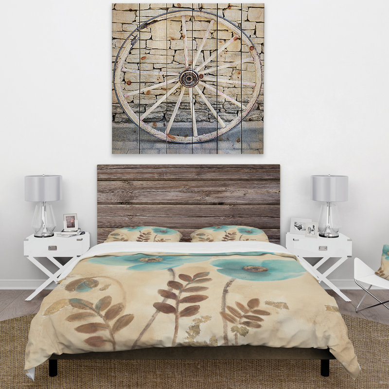 Blue Poppies Cottage Flowers I - Ensemble de housse de couette Farmhouse - Microfibre de polyester