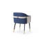 Chaise de salle à manger rembourrée en similicuir bleu et beige