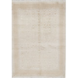 Hand-Knotted High-Quality Beige and Light Green Area Rug