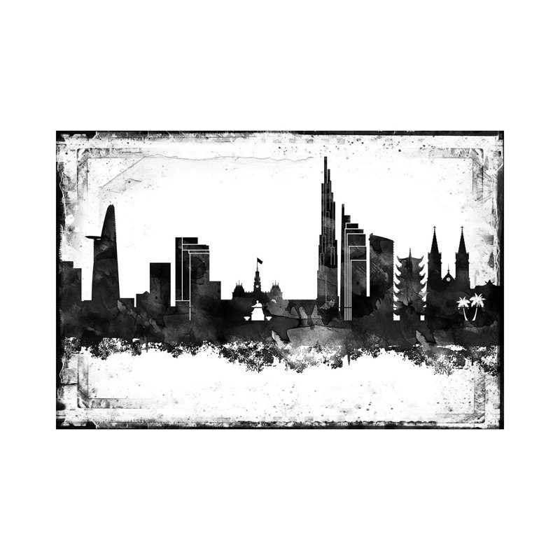 Ho Chi Minh Black & White Film by WallDecorAddict - Wrapped Canvas Print, 20.32cm H x 30.48cm W x 1.9cm D
