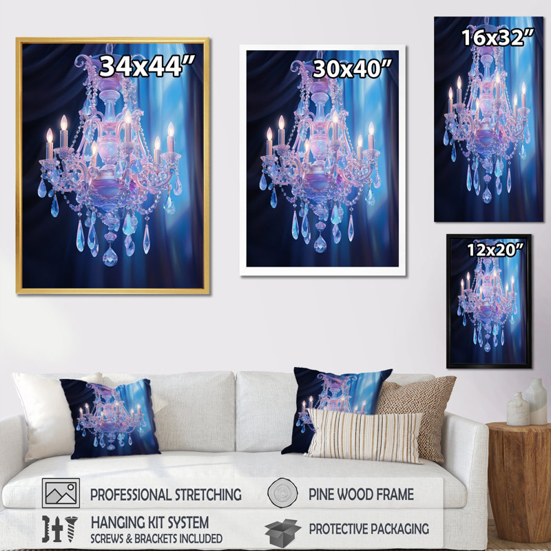 Culson Chandelier Ethereal Glow II, reproduction d'art sur toile, H 40 po x l 30 po x P 1,5 po, Cadre photo noir