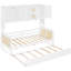 Lit de jour simple avec lit gigogne, armoire et tablette en blanc - Construction gigogne en bois-893604222-893604217
