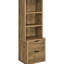 Chambre Queen, tête de lit bibliothèque, tables de chevet ouvertes, placage anti-rayures, style contemporain, tiroirs supérieurs verrouillables et autres caractéristiques stylistiques