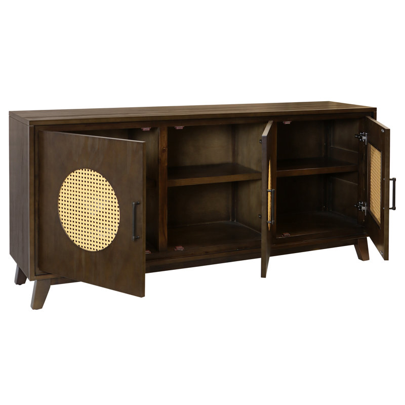 Capri Cane-Inlay 3-Door Sideboard - Mahogany