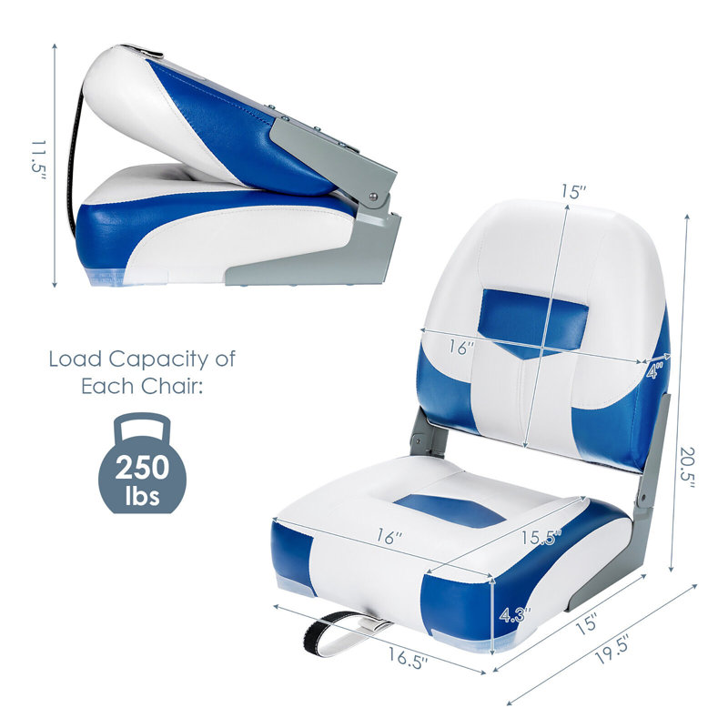 Outdoor 4.3'' Seat / Back Cushion, Blue/White