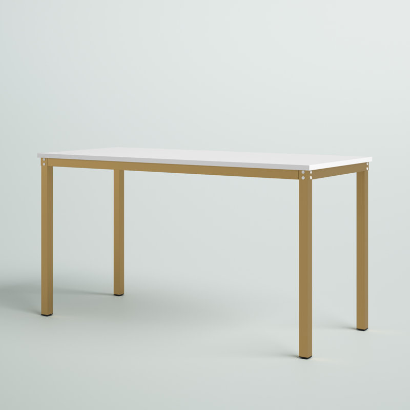 Table de salle à manger Driggers 23,62 po, H 29,52 po x L 55,12 po x l 23,62 po, Doré, Blanc