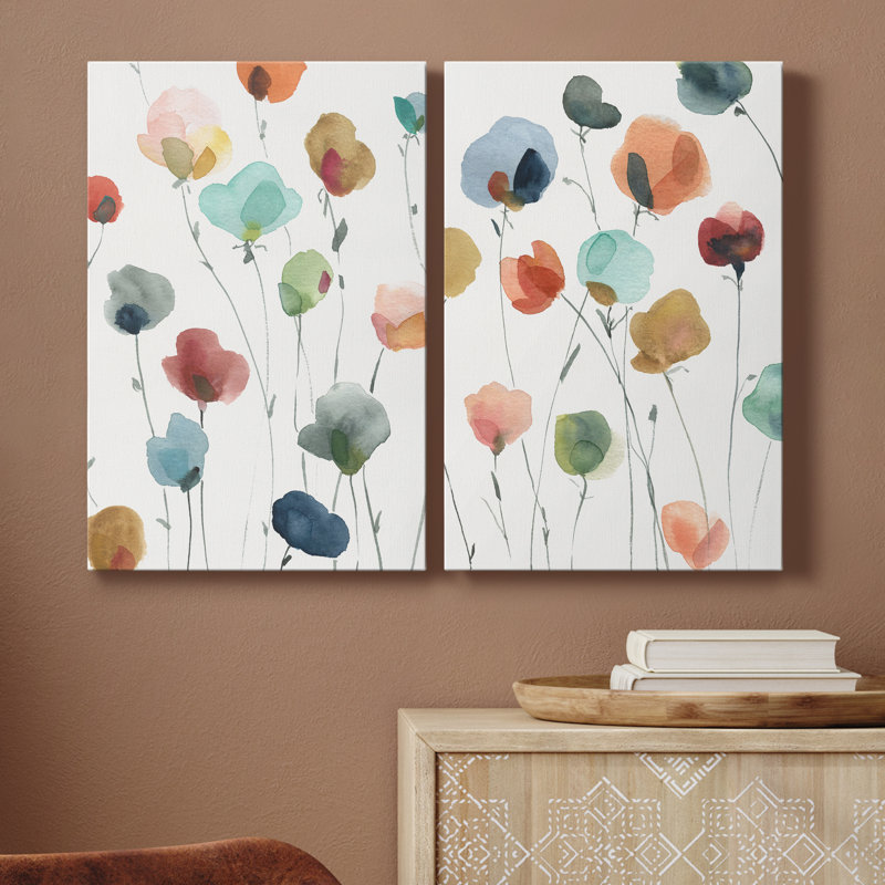 Ameelia Lollipop Garden I - ensemble de 2 peintures, H 60 po x l 80 po, Toile tendue, Sans cadre