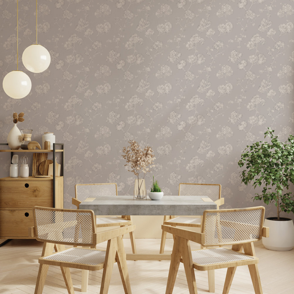 Sun-Bleached Floral Peel and Stick Wallpaper, Powder Gray
