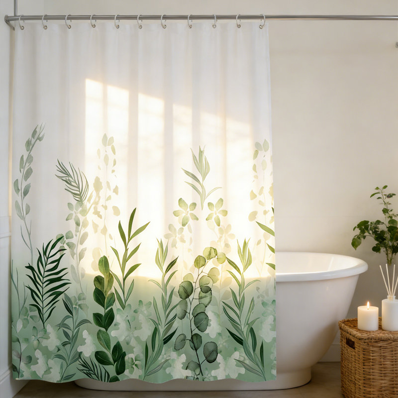 Ensemble de rideau de douche Leaves, 70 po H x 59 po L