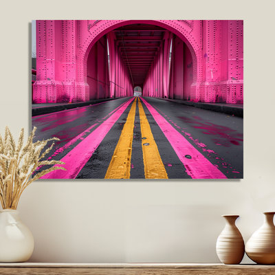 Rose et jaune, pont, pont, monochrome, art mural