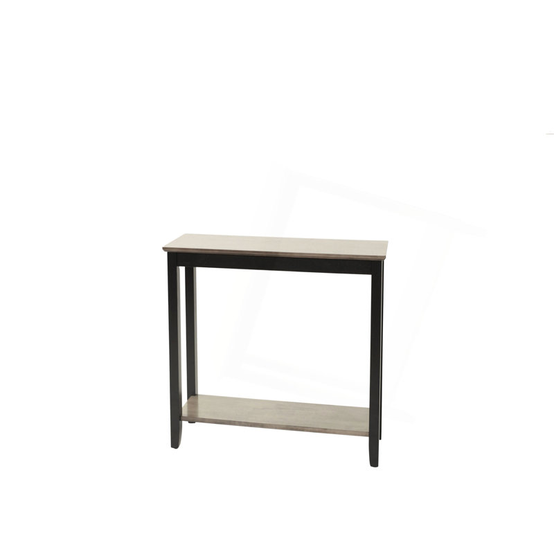 Moderne gris / noir à finition bicolore 1Pc Console sous-table avec rangement et rangement en bois d'hévéa et placage de noyer