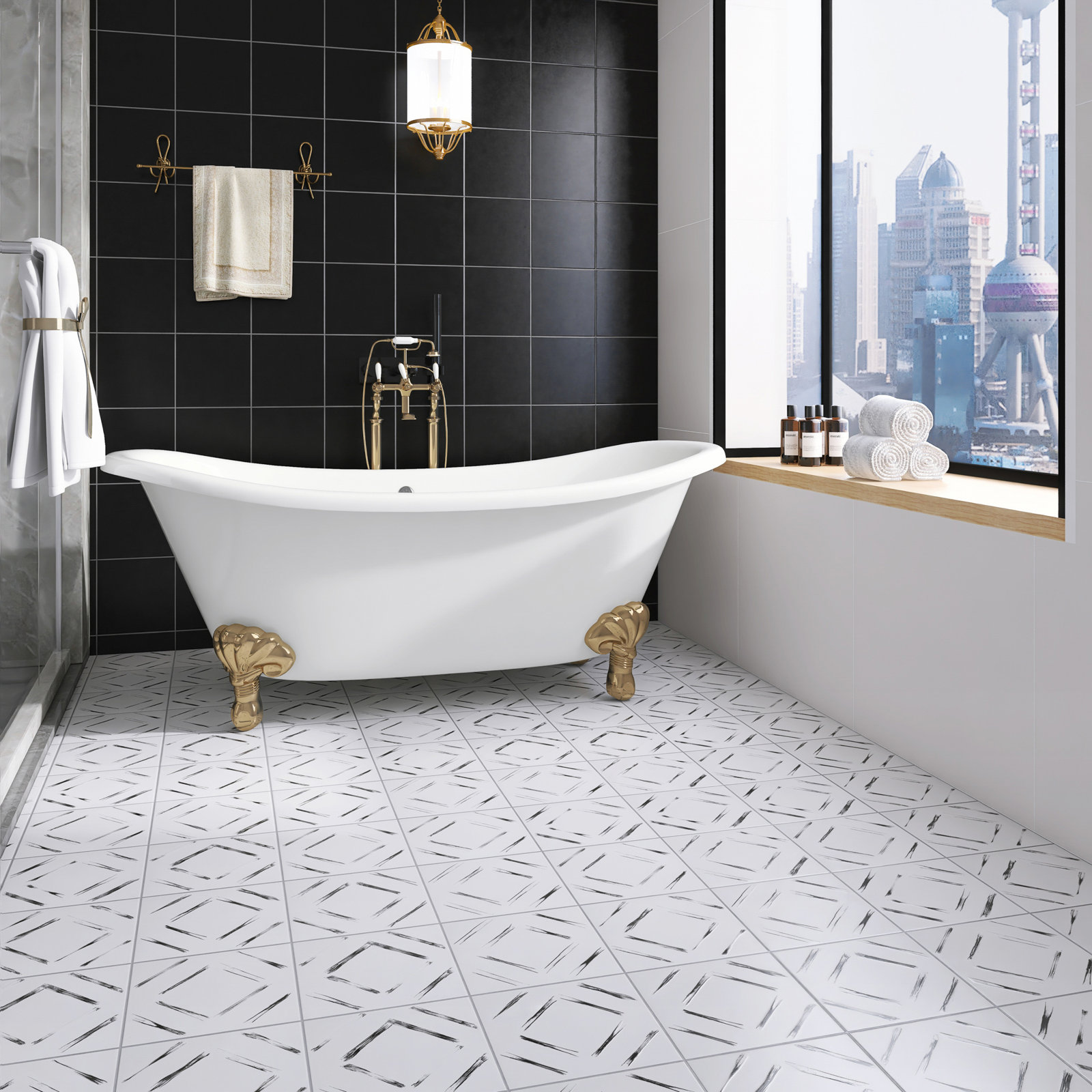 Kenzo 8" x 8" Porcelain Patterned Wall & Floor Tile, Dec 02
