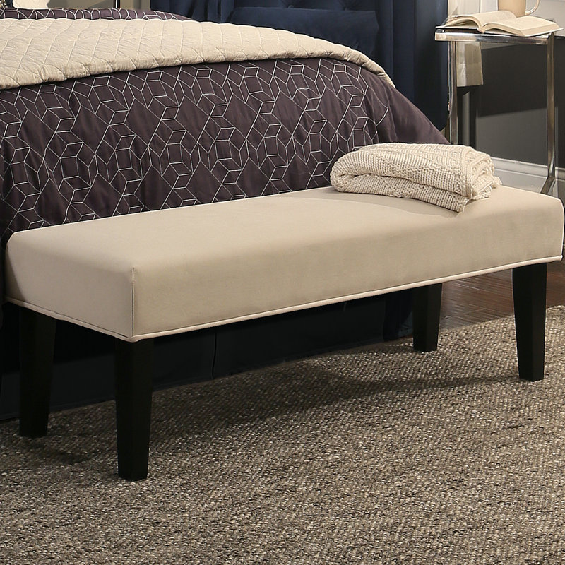 Alongi Polyester Upholstered Bench, Ivory
