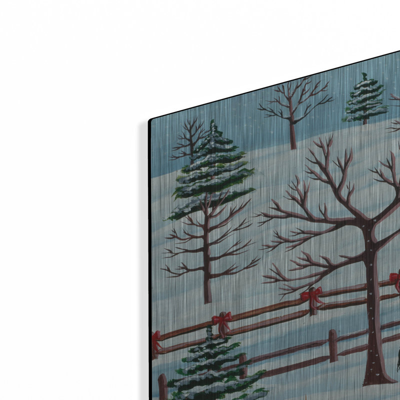 Lark Manor ™ «The Colts First Winter» par Susan Henke, art mural en métal, H 12 po x l 36 po