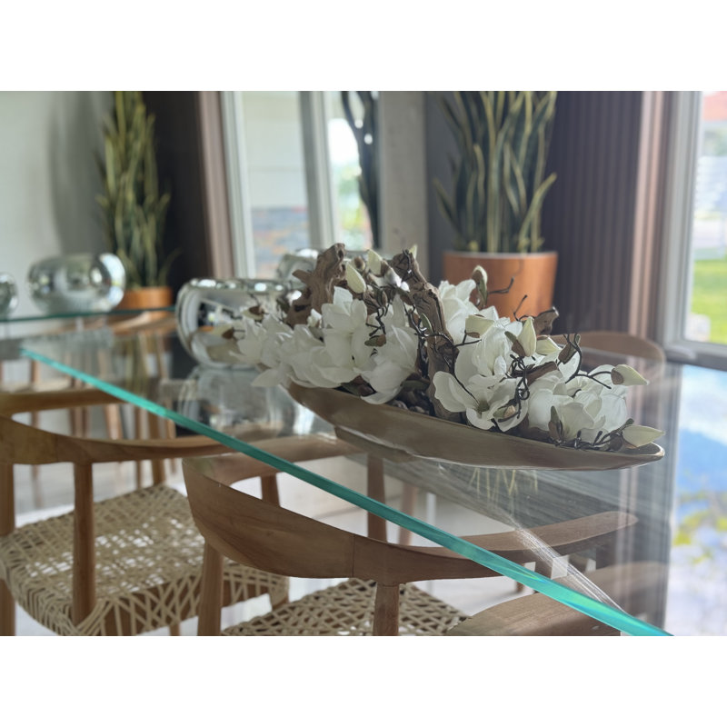Driftwood and Denver Boat Magnolia Centerpiece, 8" H x 40" W x 5" D, Gold