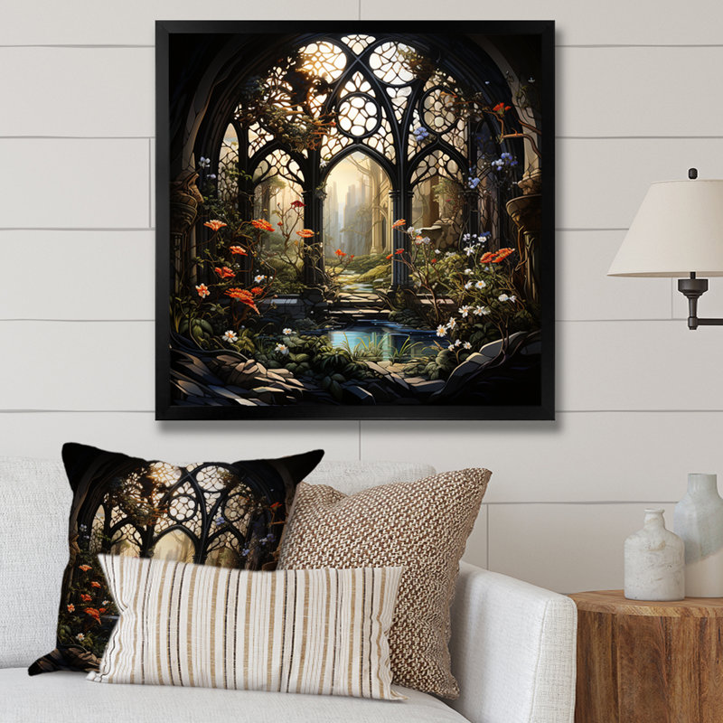 «Church Church», impression florale sur toile, H 16 po x l 16 po x P 1 po, Cadre simple noir