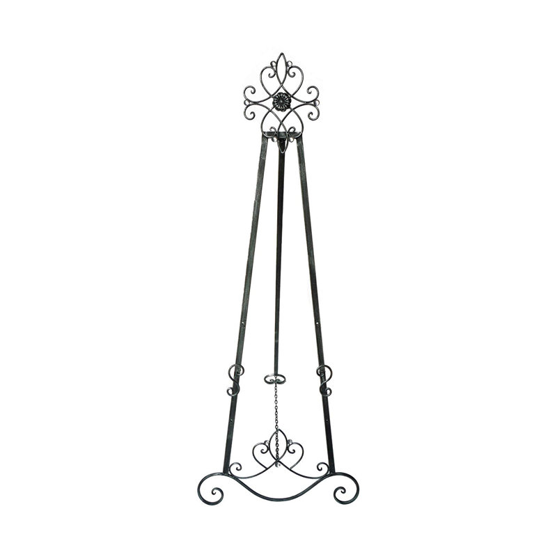 Antique Pewter Adjustable Metal Tripod Easel Stand