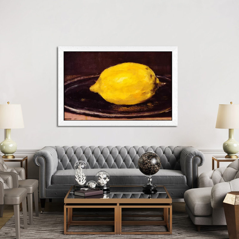 The Lemon by Edouard Manet - Painting on Canvas, 152.5 cm H x 101.5 cm W, White Floater Framed