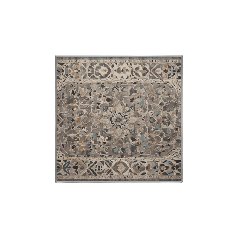 Tapis gris soyeux et moelleux, Carré 5 pi