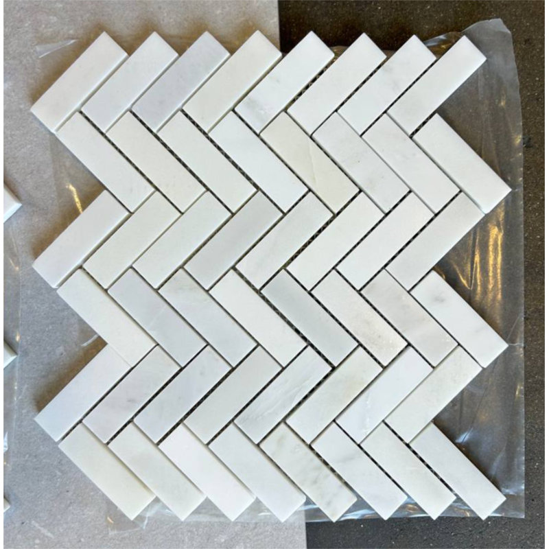 Statuary 1x3 Herringbone Marble Mosaic Tile