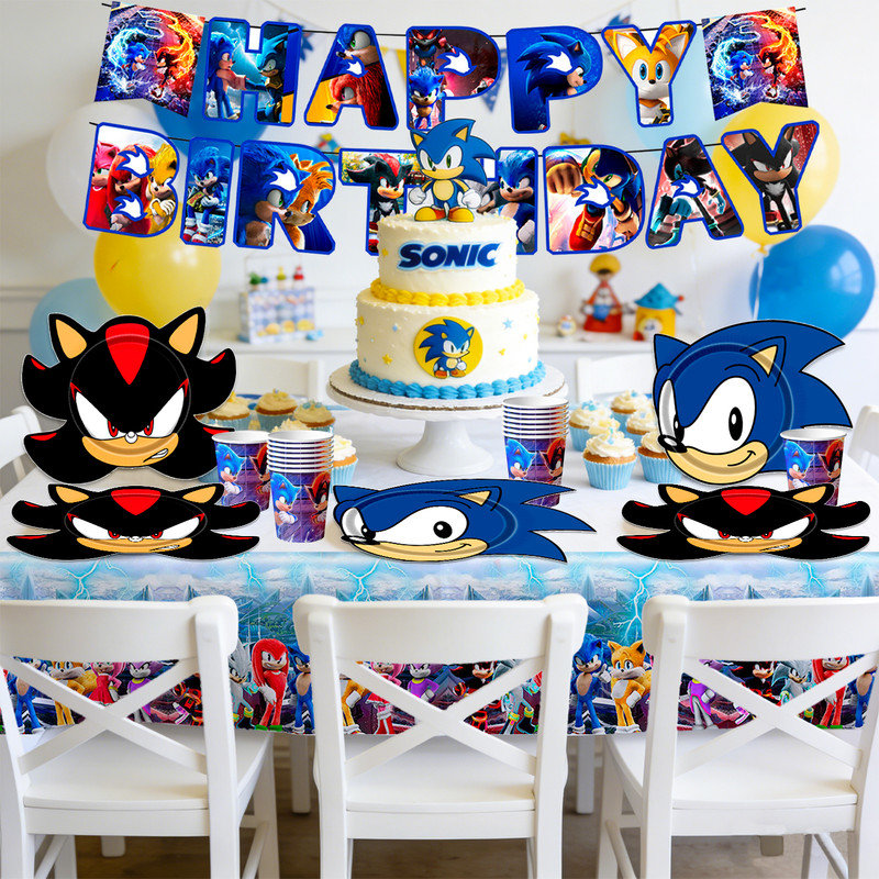 Ensemble de vaisselle 128 pièces Sonic Birthday Party, vaisselle de forme irrégulière Sonic Party