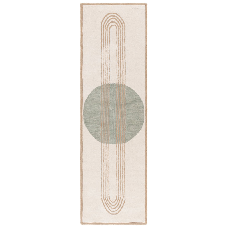 Anyeli Rodeo Drive Hand Tufted Wool/Cotton Abstract Rug in Blue/Ivory, Runner 2'3" x 8'