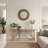 Round Black and Gold Woven Frame Mirror, Decorative Wooden Accent Wall Mirror