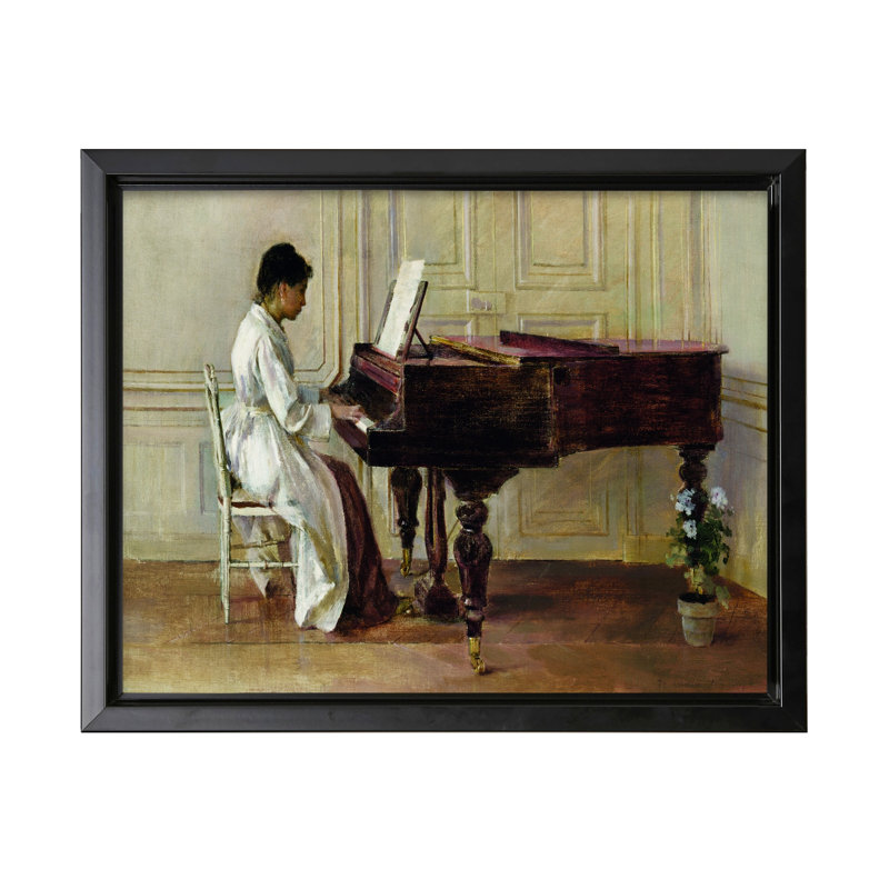 Theodore Robinson - Au piano, Black Framed, Canvas, 16"H x 20"W