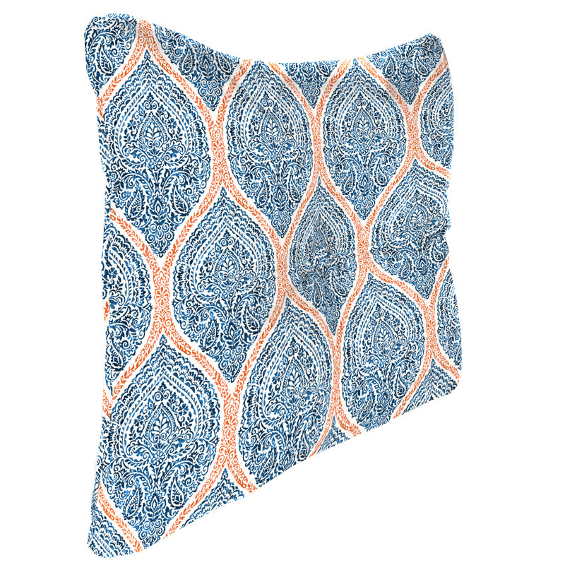 24" x 24" Tufted Outdoor Chair Back Cushion with Button (Set of 2), Blue Paisley