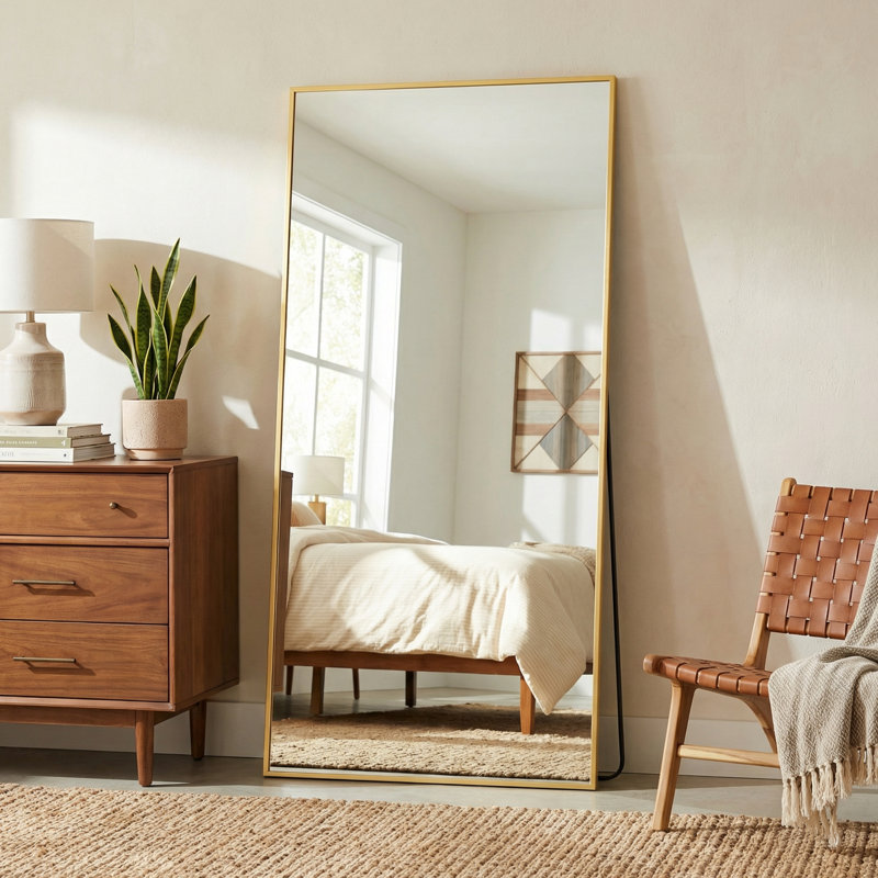 Rectangular Home Full-Length Mirror, Gold, 78" x 38"