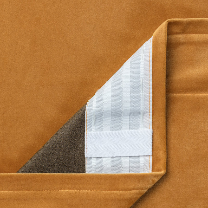 Mondragon Velvet Room Darkening Curtains, 52" W x 108" L, Golden